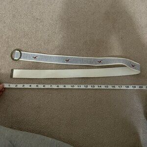 Striped Fabric Belt with Embroidered Detail